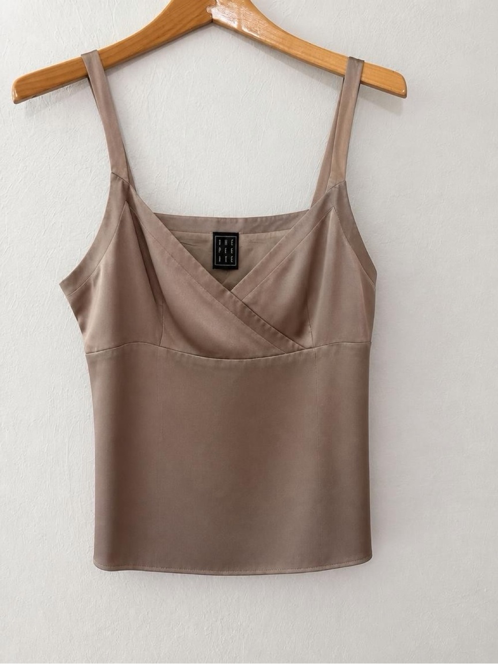 Silk Taupe Crossover Camisole Top